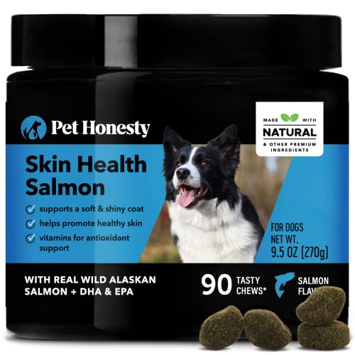 Pet Honesty Salmon Skin Health - Omega 3 Fish Oil For Dogs, Natural Salmon Oil For Dogs Chews for Healthy Skin & Coat, May Reduce Normal Shedding for Sensitive Skin, Dog Fish Oil Supplements - (90 Ct)