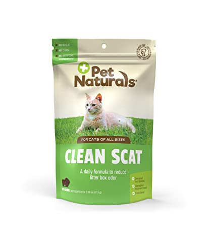 Pet Naturals Clean Scat Digestive Support Supplement for Cats, 45 Bite Sized Chews - Litter Box Odor Control and Intestinal Support