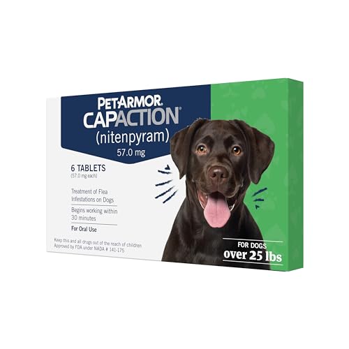 PetArmor CAPACTION (nitenpyram) Oral Flea Treatment for Dogs, Fast Acting Tablets Start Killing Fleas in 30 Minutes, Dogs Over 25 lbs, 6 Doses