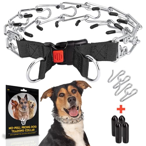 PetJett Prong Collar for Dogs - No Pull Choke Collar for Dogs, Pinch Collar for Dogs, Dog Training Collar & Dog Walking Tool for Small, Medium, or Large Breed - Stainless Steel Metal Dog Choker Chain