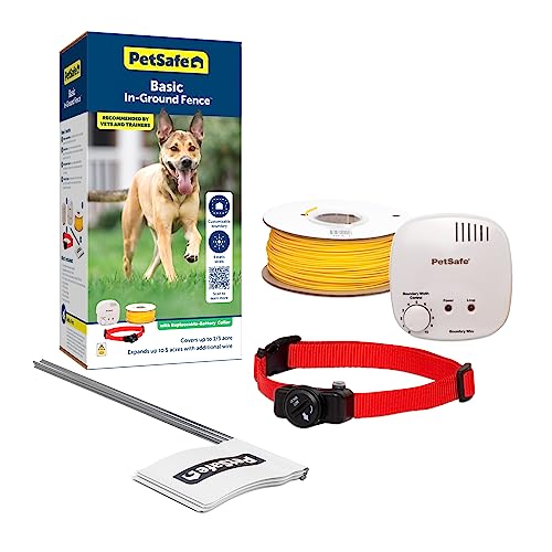 PetSafe Basic In-Ground Pet Fence – from the Parent Company of INVISIBLE FENCE Brand - Underground Electric Pet Fence System with Waterproof and Battery-Operated Training Collar