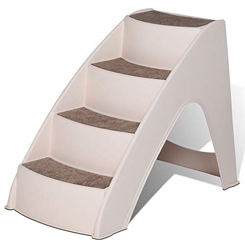 PetSafe CozyUp Dog Stairs - 4 Step Design Pet Stairs - Dog Steps for High Beds, Sofa - Pet Steps Safety Features include Siderails, Non-Slip Pads, Durable, Lightweight, Support up to 70 lbs, Tan