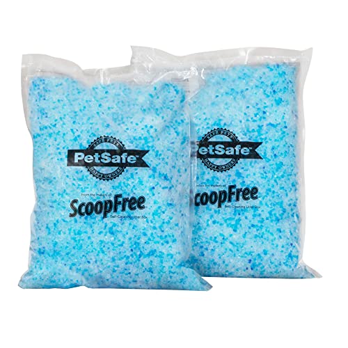 PetSafe ScoopFree Premium Blue Crystal Litter, 2-Pack – Includes 2 Bags – Absorbs Odors 5x Faster than Clay Clumping – Low Tracking for Less Mess – Lasts up to a Month - Lightly Scented