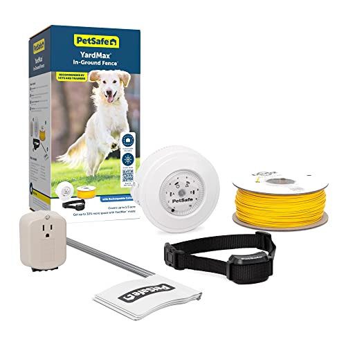 PetSafe YardMax Rechargeable In-Ground Pet Fence– 30% More Space – Covers 1/3-Acre Yard – Expandable up to 10 Acres – For Pets 5 lbs. and Up – From the Parent Company of INVISIBLE FENCE Brand