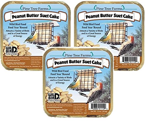 Pine Tree Farm Peanut Butter Wild Bird Suet Cake, 12 Oz (Pack of 3)