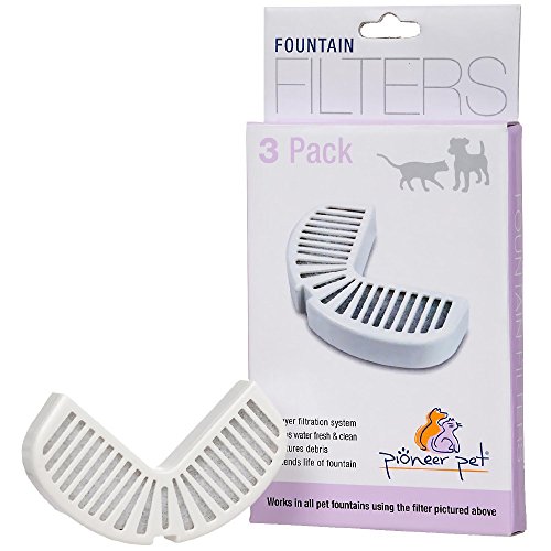 Pioneer Pet Replacement Filters for Ceramic & Stainless Steel Fountains, Raindrop Filters (3 Filters),White