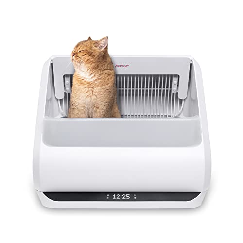 Popur X5 Self-Cleaning Litter Box - Automatic Cat Scooping Robot Characterized by The Dual-Box System That Fits Big & Multiple Cats with an Extra-Large Tray Odor Trapping Trash Bin