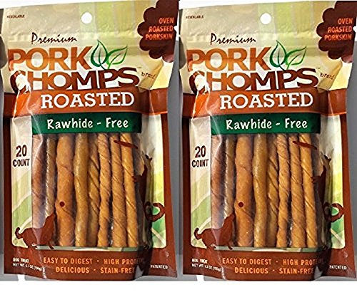 Pork Chomps medium Oven Roasted 100% Rawhide Free, High In Protein, Easy To Digest Treats 40ct