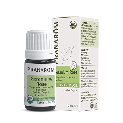 Pranarom - Rose Geranium Essential Oil (5ml) - 100% Pure Natural Therapeutic Grade Essential Oil for Aromatherapy and Skincare | USDA and ECOCERT Certified Organic