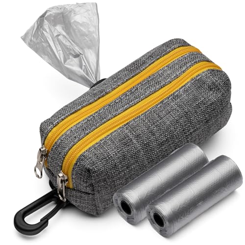 Premium Dog Poop Bag Holder for Leash - Convenient Dog Poop Bag Dispenser with Durable Design - Stylish Accessory for Easy Cleanup - Ideal for Dogs, Puppies, and Outdoor Walks - Grey