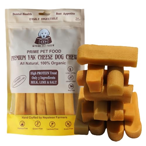 Prime Pet Food Yak Cheese Himalayan Dog Chews | 14 Small Yak Bones, All Natural, Long Lasting, Premium Authentic Yak Milk Dog Treats for Aggressive Chewers 1lb, 14 Pack