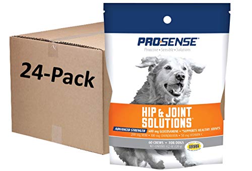 Pro-Sense ProSense Hip and Joint Solutions 60 Count, for Dogs, Advanced Strength Glucosamine Chews (1 CASE of 24 Individual Packs of 60 Count)