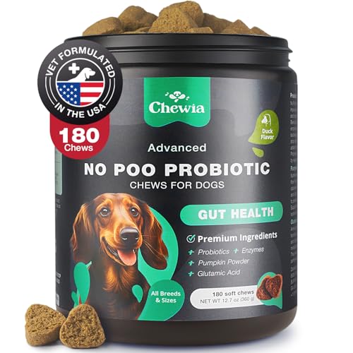 Probiotics for Dogs - Support Gut Health, Immunity, Yeast Balance, Itchy Skin, Allergies - Dog Probiotics and Digestive Enzymes for Small, Medium and Large Dogs - 180 Probiotic Chews for Dogs, Duck