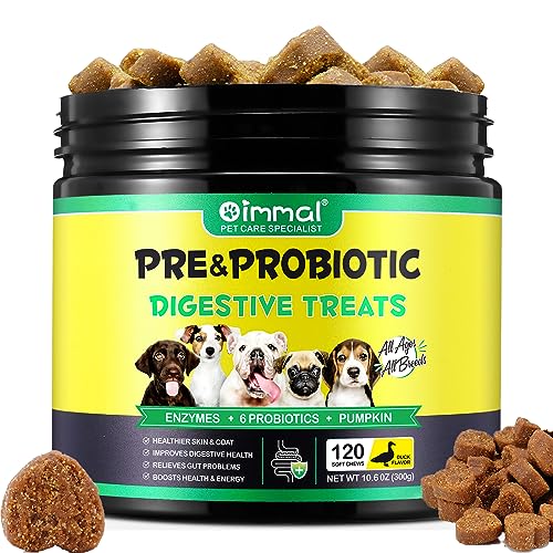 Probiotics for Dogs,Dog Probiotics for Dogs Digestive Enzymes, Gut Health,Itchy Skin, Allergies, Yeast Balance,Immune System and Overall Health Supports,120 Soft Chews,Perking Duck Flavor