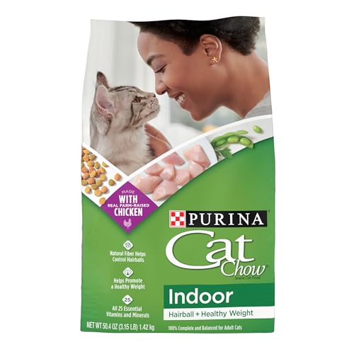 Purina Cat Chow Indoor Dry Cat Food, Hairball + Healthy Weight - 3.15 Pound (Pack of 4)