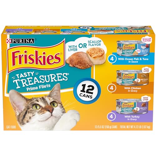 Purina Friskies Gravy Wet Cat Food Variety Pack, Tasty Treasures Prime Filets - (12) 5.5 oz. Cans