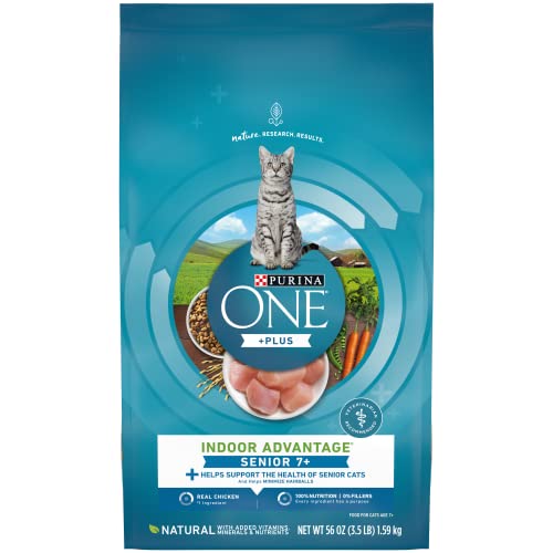 Purina ONE High Protein, Natural Senior Dry Cat Food, Indoor Advantage Senior+ - 3.5 lb. Bag