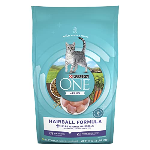 Purina ONE Natural Cat Food for Hairball Control, +PLUS Hairball Formula - 3.5 lb. Bag