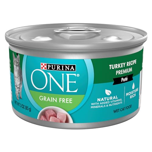 Purina ONE Natural, High Protein, Grain Free Wet Cat Food Pate, Turkey Recipe - 3 oz. Pull-Top Can