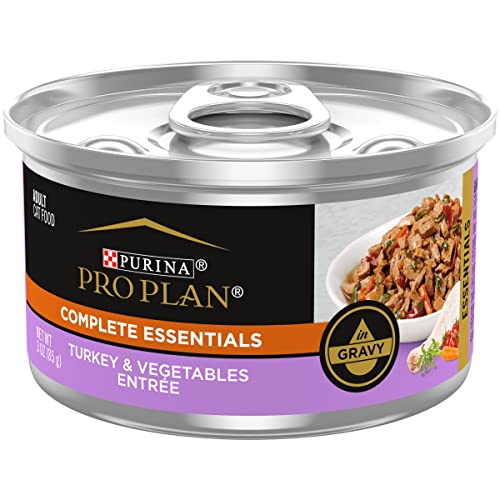 Purina Pro Plan Gravy, High Protein Wet Cat Food, COMPLETE ESSENTIALS Turkey & Vegetable Entree - 3 oz. Pull-Top Can