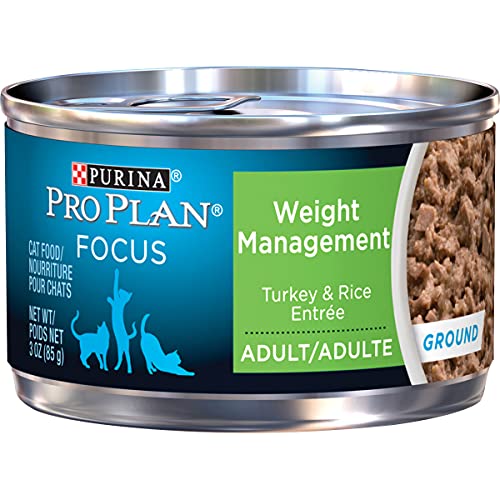 Purina Pro Plan Weight Control Pate Wet Cat Food, SPECIALIZED Weight Management Turkey & Rice Entree - 3 oz. Pull-Top Can