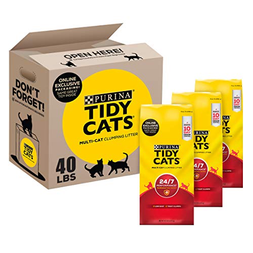 Purina Tidy Cats Clumping Cat Litter, 24/7 Performance, Clay Cat Litter, Recyclable Box - (3) 13.33 lb. Bags