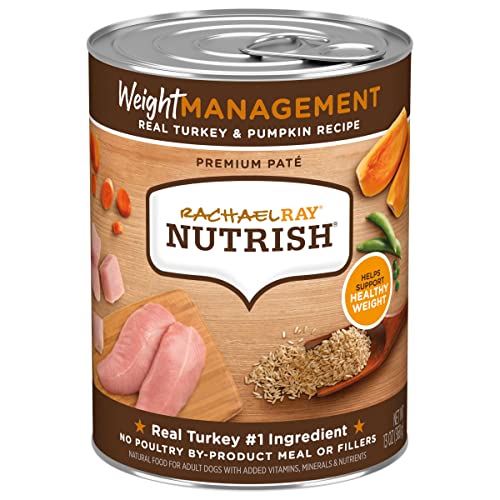 Rachael Ray Nutrish Weight Management Premium Pate Wet Dog Food, Real Turkey & Pumpkin, 13 Ounce Can (Pack of 12)