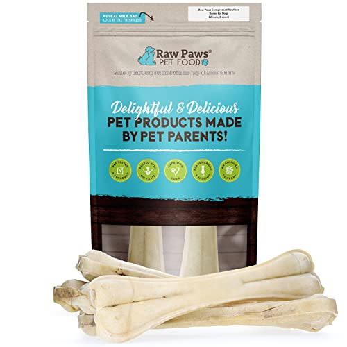 Raw Paws Compressed Rawhide Bones for Dogs, 12-inch, 2-ct - Packed in USA - For Large Dogs, Free-Range Compressed Rawhides for Dogs - Pressed Rawhide Bones - Rawhide Bones for Dogs - Dog Rawhide Chews