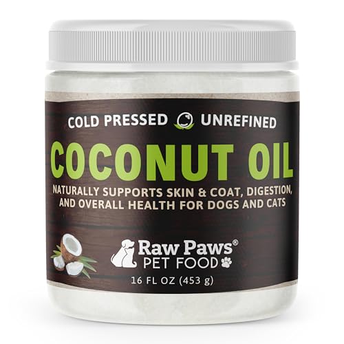 Raw Paws Organic Virgin Coconut Oil for Dogs & Cats, 16-oz - Supports Immune System, Digestion, Oral Health, Thyroid - All Natural Allergy Relief for Dogs, Hairball Relief