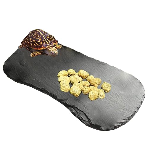 Reptile Basking Platform Turtle Rock Plate Food Bowl Feeding Dish Feeding Slate Tortoise Resting Bathing Platform for Lizard Gecko Bearded Dragon Chameleon Snake Frog