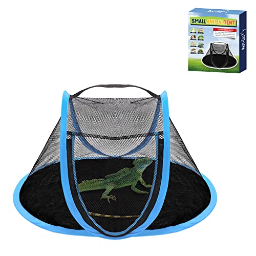 Rest-Eazzzy Small Animal Tent, Portable Cat Tent, Cat Enclosures for Outside and Indoor with Carry Bag, Pet Playpen for Hamster, Guinea Pig, Rabbits (XS-Blue)