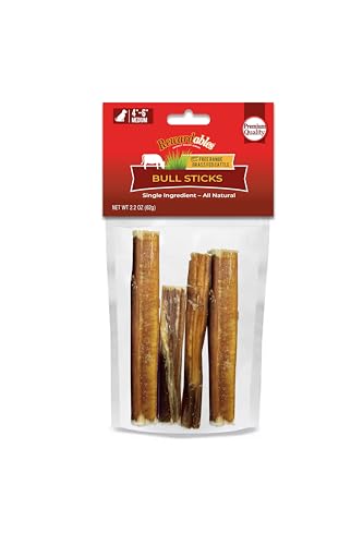 Rewardables Bully Stick,4-6" Single-Ingredient, Premium, All-Natural Grass-Fed Bull Stick, Long Lasting Dog Chew for Aggressive Chewers - 2.2 oz | for Small Dogs