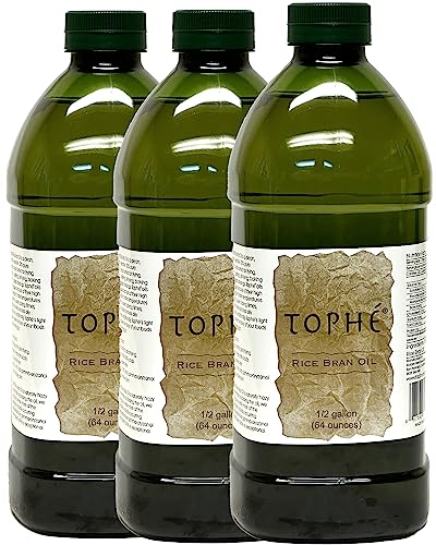 RICE BRAN OIL | All Natural, Made from 100% Non-GMO Rice | Rich in Vitamin E and Gamma-Oryzanol | Unfiltered, Non Winterized, No Trans Fat | 3-Pack 1/2 Gallon By Tophé