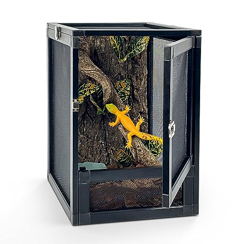 RunDuck 5 Gallon 360° Panoramic Foldable Reptile Terrarium Kit: Crested Gecko Tank and Reptile Cage for Superior Ventilation, Easy Feeding, Sturdiness, and Simple Assembly 13”x9.1"x9.1"
