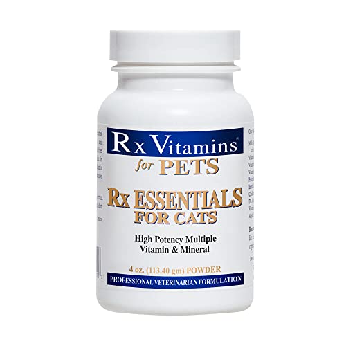 Rx Vitamins Essentials for Cats - Vitamin & Mineral Multivitamin Supplement - Add to Wet or Dry Cat Food - Powder 4 oz