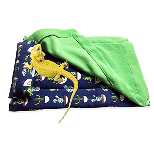 SEAPANHE Bearded Dragon Bed with Pillow and Blanket, Reptile Accessories, Small Pet Animal Hide Habitat Shelter, Solf Fabric Warm Sleeping Bag with Cover for Bearded Dragon, Leopard Gecko, Lizard