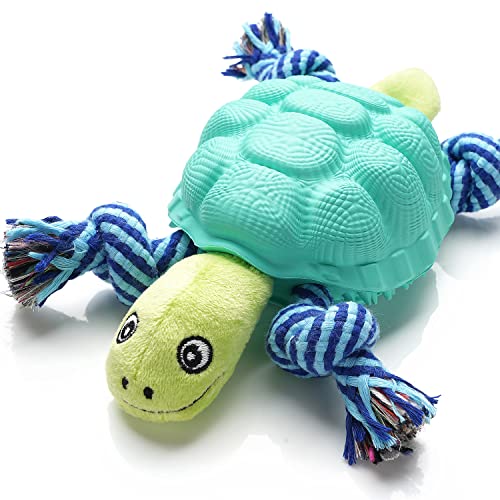 Sedioso Dog Toy Large Breed, Dog Rubber Turtle Toy, Dog Treat Dispensing Toy, Dog Squeaky Toy, Aggressive Dog Chew Toy for Middle, Large Dogs (Multifunctional Series, Lake Green)