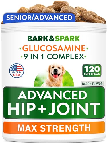 Senior Advanced Glucosamine Chondroitin for Dogs - Hip Joint Pain Relief Pills - Dog Joint Supplement Large Breed & Small - MSM Hip Joint Chews for Canine Joint Health - Vitamin Treats Old Dogs -120Ct