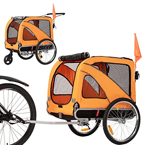 Sepnine & Leonpets Dog cart of 2 in1 Large Pet Dog Bike Trailer Bicycle Carrier and Jogger,Orange