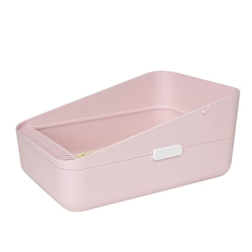 Sfozstra Open Prevent Sand Leakage, Durable High Side Sifting Litter Box for Small Cats,Secure and Odor , Removable Litter Box, Easy to Clean (Pink Small)