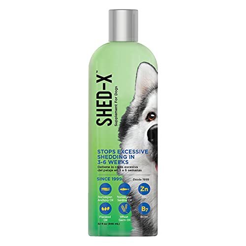 Shed-X Liquid Dog Supplement, 32oz – 100% Natural – Helps Dog Shedding, Fish Oil for Dogs Supports Skin & Coat, Dog Oil for Food with Essential Fatty Acids, Vitamins, and Minerals