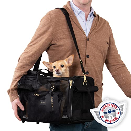 Sherpa Delta Airlines Travel Pet Carrier, Airline Approved & Guaranteed On Board - Black, Medium