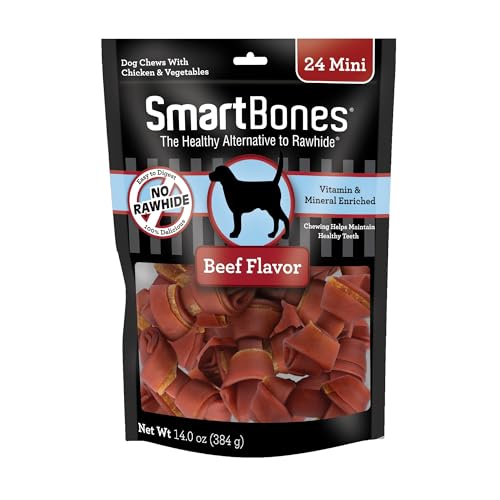 SmartBones Mini Chews With Real Beef 24 Count, Rawhide-Free Chews For Dogs