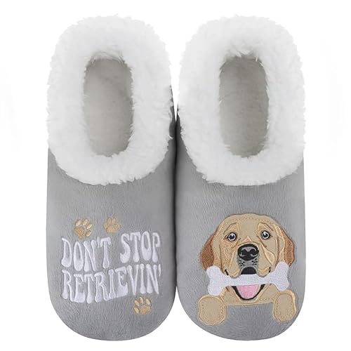Snoozies Women's Slipper Socks Simply Pairables | Cozy Foldable Slippers for Women Travel, Indoors, Gifts, and More | Retriever - Large