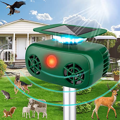 Solar Ultrasonic Animal Repeller,2023 Upgrade Cat Repellent Outdoor to Keep Cats Away,Solar Animal Repeller with Motion Sensor and Sound,Cat Deer Rabbit Dog Repellent Devices for Plants Yard