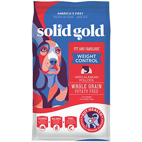 Solid Gold Fit and Fabulous Pollock - Dry Dog Food for Weight Control - Digestive Probiotics for Dogs - Grain & Gluten Free - High Fiber & Low Fat - Omega, Superfood & Antioxidant Support - 24 LB