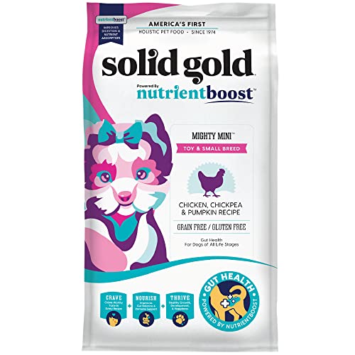 Solid Gold Nutrientboost Mighty Mini Small Breed Dog Food - Dry Dog Food Made with Real Chicken for Any Toy Breed - Grain & Gluten Free Recipe for Gut Health & Sensitive Stomach Support - 11 LB Bag