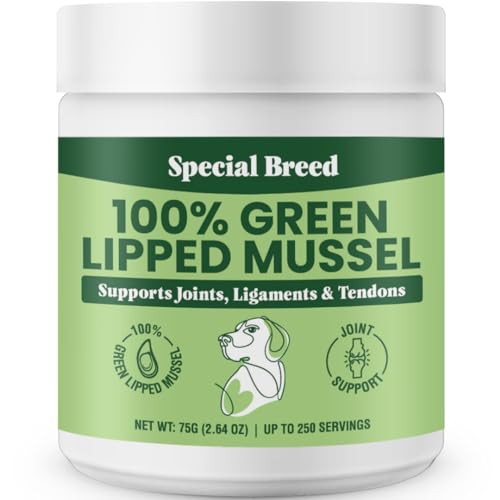 Special Breed Green Lipped Mussels for Dogs & Cats - Premium Joint Supplement Powder for Hips, Joints, and Muscles (75 Grams, 250 Servings)