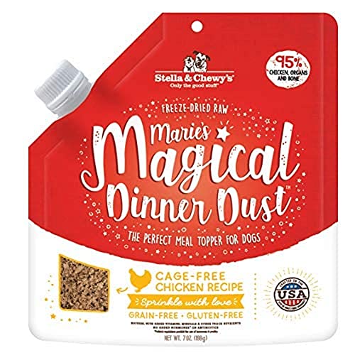 Stella & Chewy's Freeze-Dried Raw Marie's Magical Dinner Dust – Protein Rich, Grain Free Dog & Puppy Food Topper – Cage-Free Chicken Recipe – 7 oz Bag
