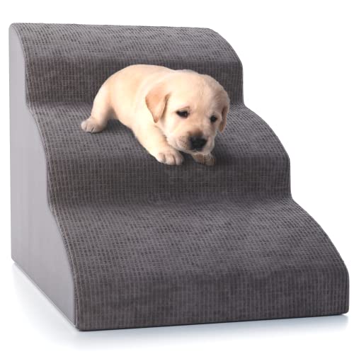 Sturdy Dog Stairs and Ramp for Beds Or Couches by ZICOTO - Durable Easy to Walk on Steps for Small Dogs and Cats - Allows Your Pets Easy Instant Access to Your Sofa or Bedside Up to 22" High